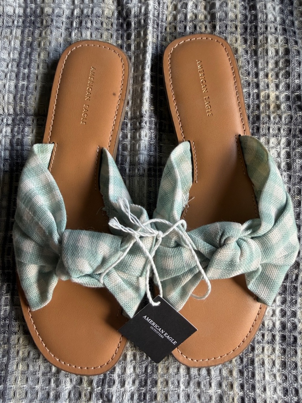 American Eagle Outfitters Light Green Knotted Slide Sandals